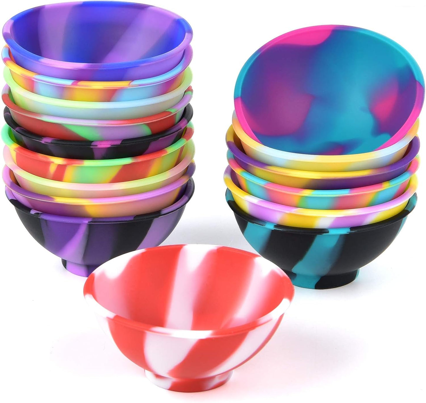 Coopay 16 Pieces Mini Silicone Pinch Bowls Multicolor Heat Resistant Snack Bowls Prep and Serve Bowls, Unbreakable, Flexible, 1.75 Oz (Stripe Colors)