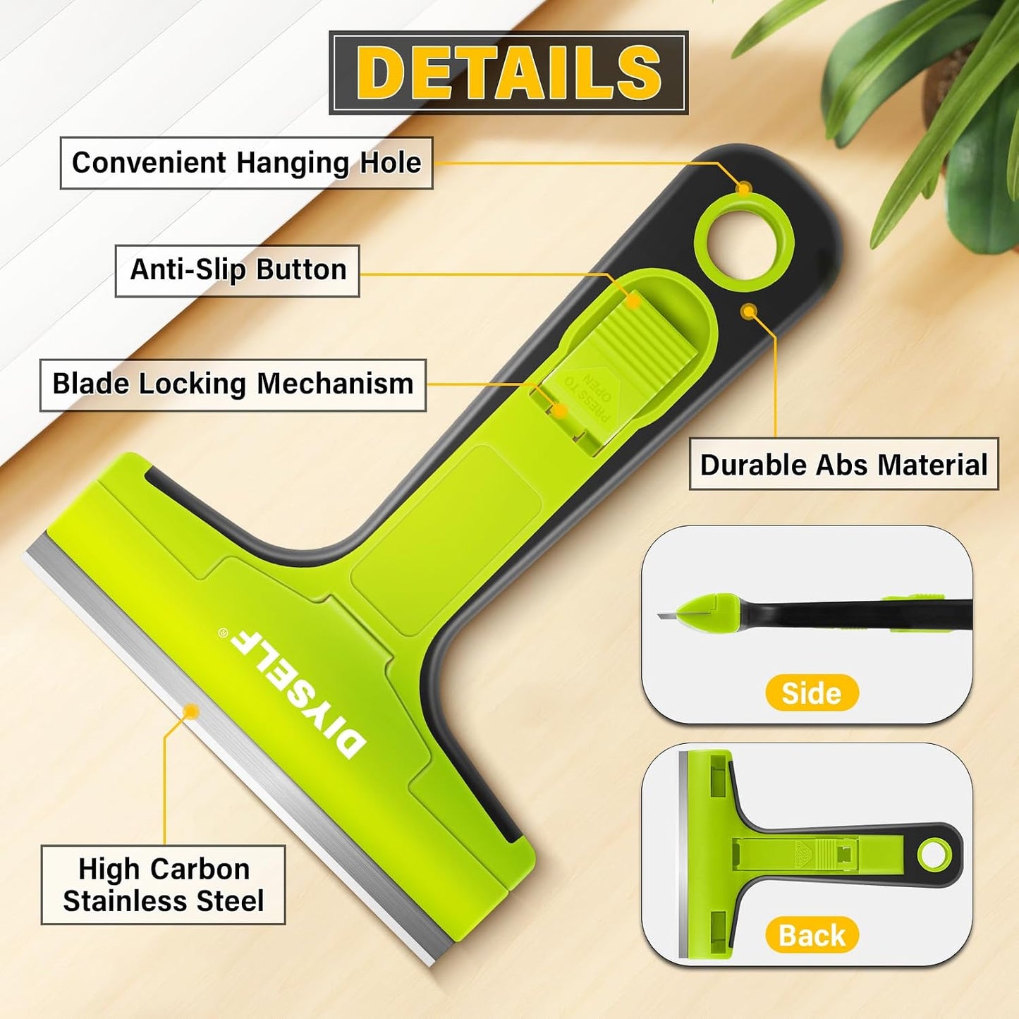 DIYSELF Razor Blade Scraper, 1 Pack Scraper Tool with 10pcs 4-Inch Blades, Razor Scraper for Cleaning Glass, Window, Stove Top, Oven, Kitchen, Cooktop, Shower Door, Sticky Residue, Tile, Wallpaper