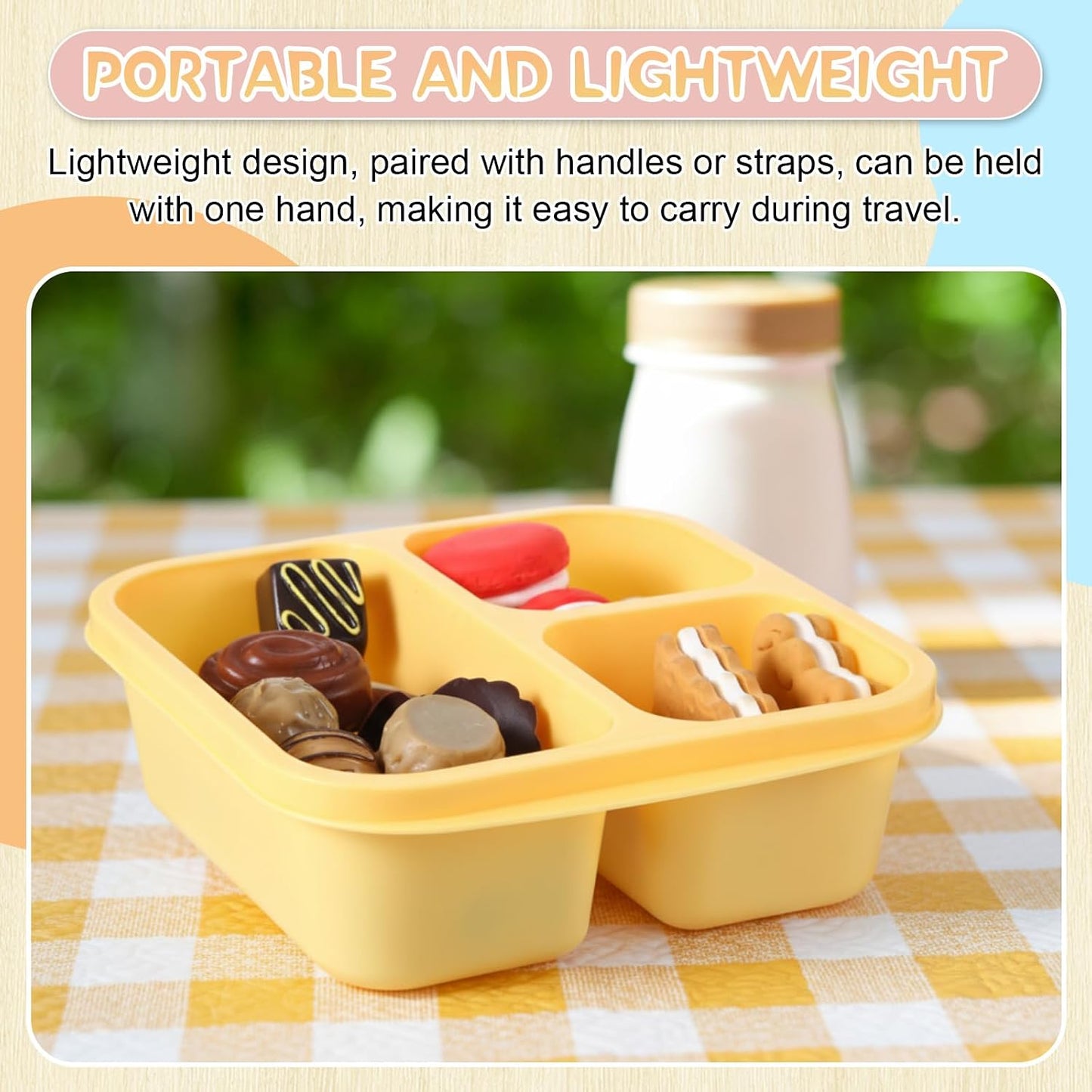 Honeydak 5 Pack Snack Containers 3 Compartment Bento Snack Boxes Divided Meal Prep Containers with Lids Reusable Adults Lunch Food Storage Box for School Work Travel(Elderberry)