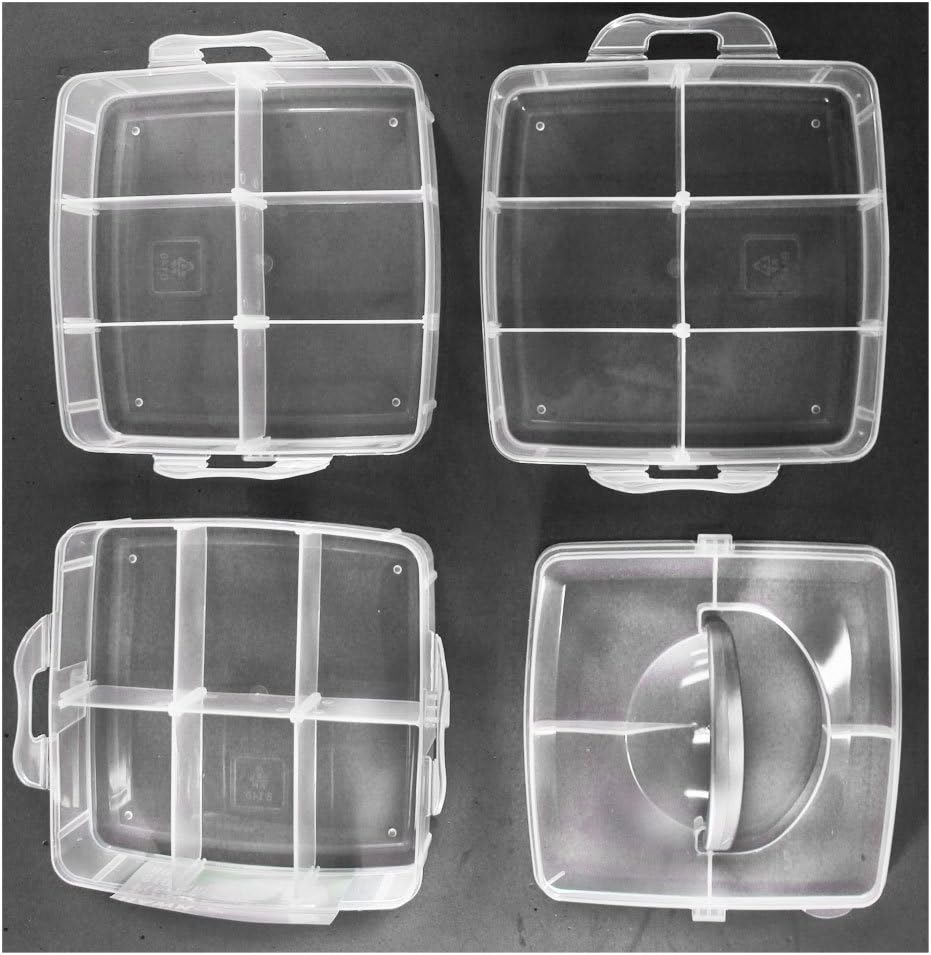 BIN BUDDY 3-Layer Stackable Clear Plastic Boxes | Removable Dividers | 5.75" (14.6 cm) x 5.75" (14.6 cm) x 5" (12.7 cm) | Ideal for Craft & Garage Organizing