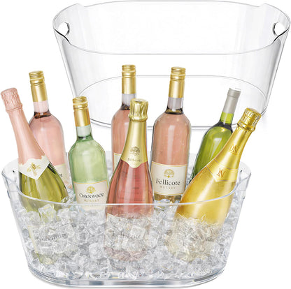 Lifewit 11.5L Ice Bucket for Parties, Large Plastic Drink Cooler for Champagne Wine, Beer, Clear Beverage Tub for Mimosa & Cocktail Bar, Portable Chiller for Party Hosting & Serving
