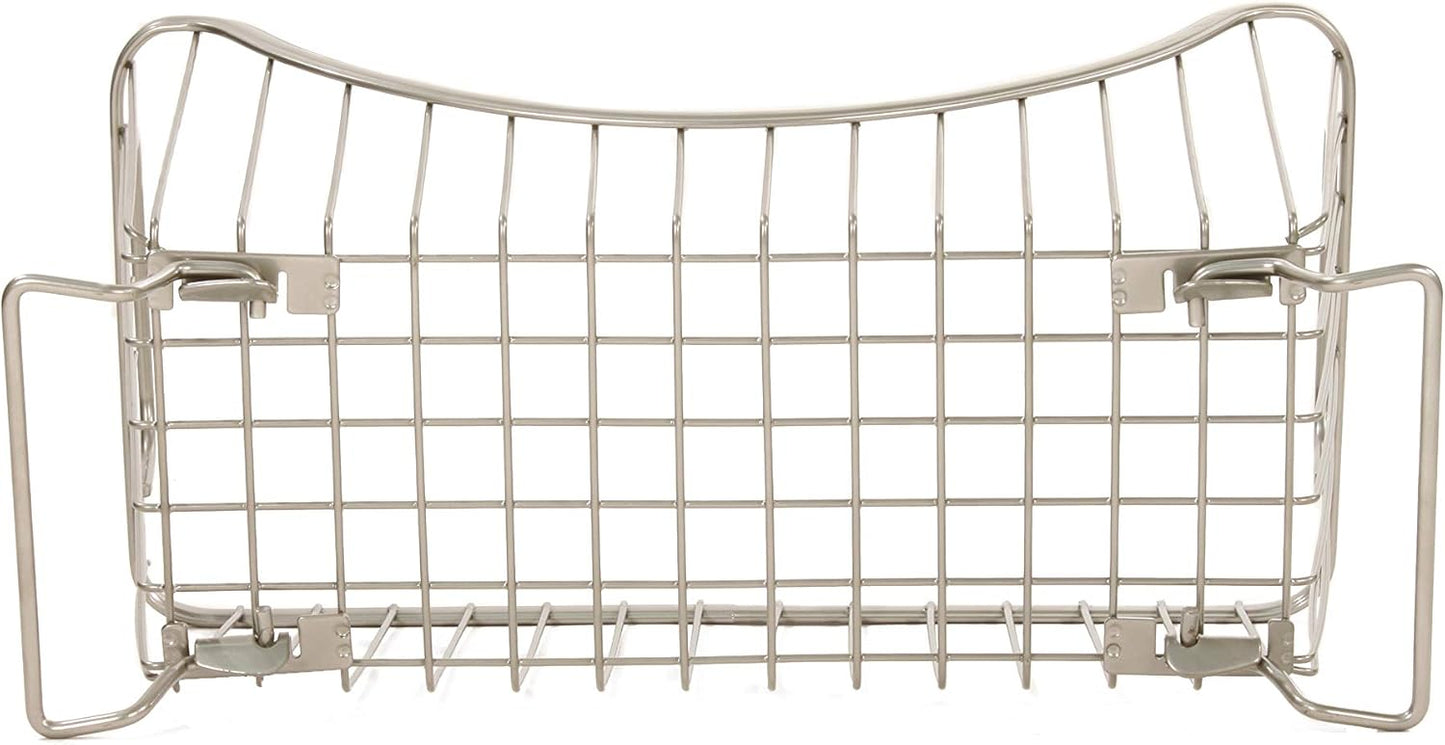 Spectrum Ashley Large Stackable Wire Baskets for Pantry & Kitchen Counter Organizer, Stacking Fruit Basket Wire Bin with Raised Feet & Handles for Vegetable Fruit Potato Onion Storage, Satin Nickel