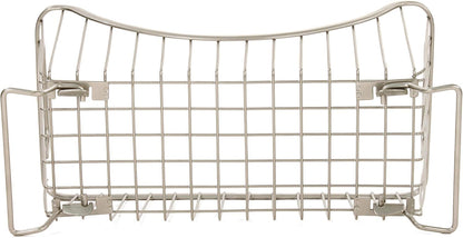 Spectrum Ashley Large Stackable Wire Baskets for Pantry & Kitchen Counter Organizer, Stacking Fruit Basket Wire Bin with Raised Feet & Handles for Vegetable Fruit Potato Onion Storage, Satin Nickel