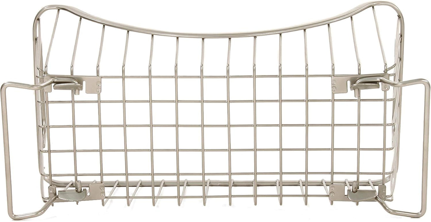 Spectrum Ashley Large Stackable Wire Baskets for Pantry & Kitchen Counter Organizer, Stacking Fruit Basket Wire Bin with Raised Feet & Handles for Vegetable Fruit Potato Onion Storage, Satin Nickel