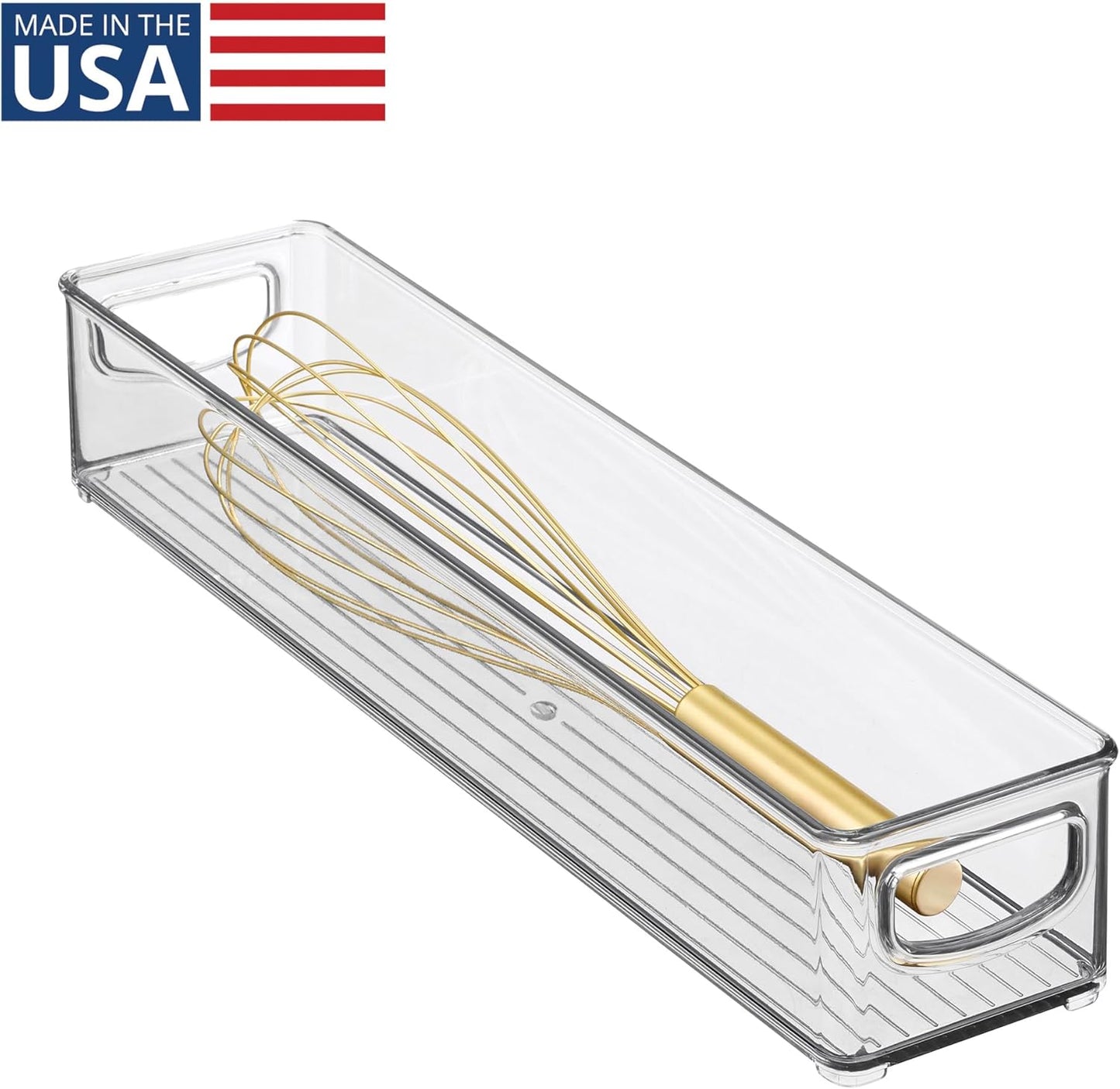 iDesign Slim Clear Plastic Storage Bin, Extra Long Narrow Stackable Organizer for Kitchen and Pantry, 2-Pack