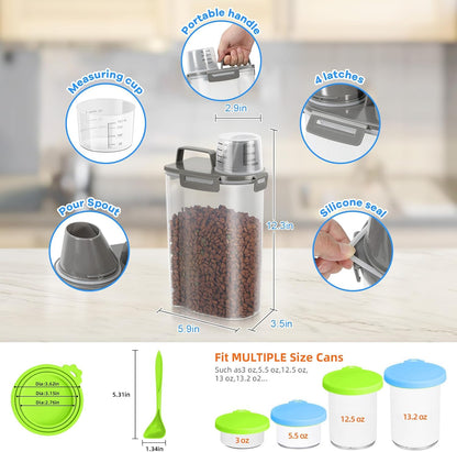 TBMax Pet Food Storage Containers 2 Pack 8-10 Lbs Airtight Dog Food Container Dispenser with Large Spout & Portable Handle, Travel Dog Treat Cat Food Storage Bin Bird Seed Container