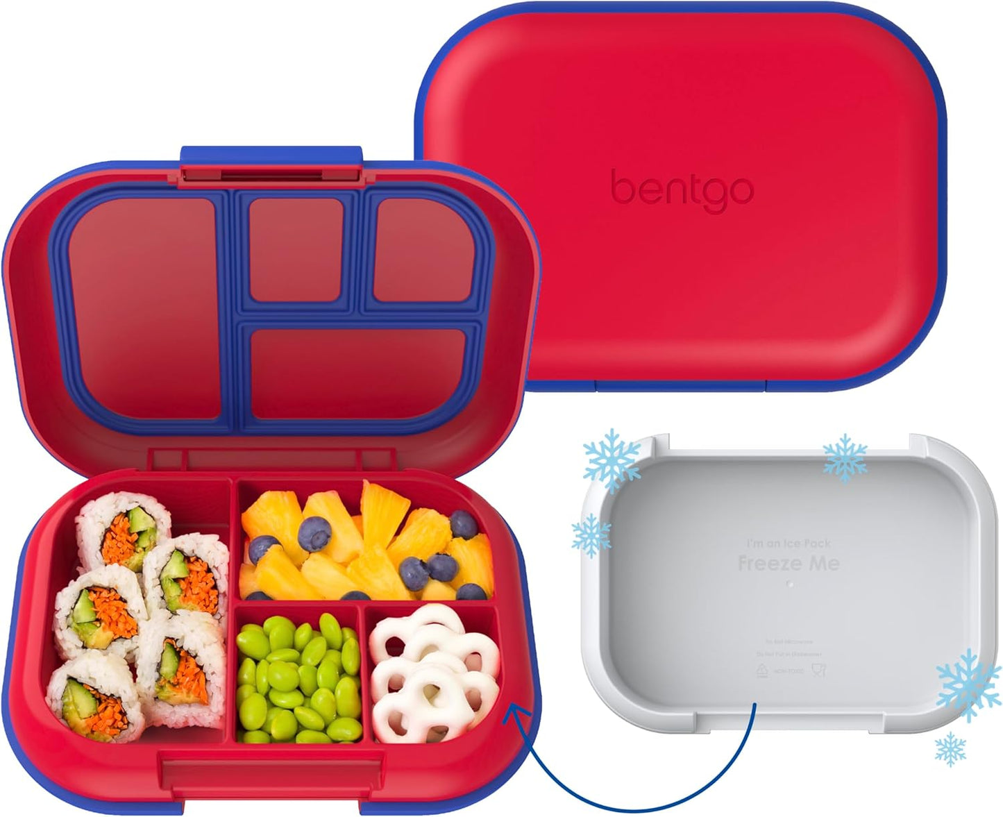Bentgo Chill Kids Leak-Proof Lunch Box - 4-Compartment Bento Box with Built-In Ice Pack, 3.3 Cup Capacity, PFAS & BPA-Free, Microwave & Dishwasher Safe, Ideal Size for Ages 3 to 7 (Truly Teal)