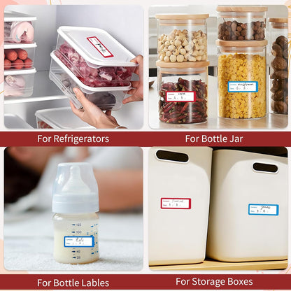 1000 PCS Removable Freezer Labels with Dispenser - 1" x 3" Food Labels for Containers Freezer Tape, Easy to Peel Off, No Residue (Blue+ Red)