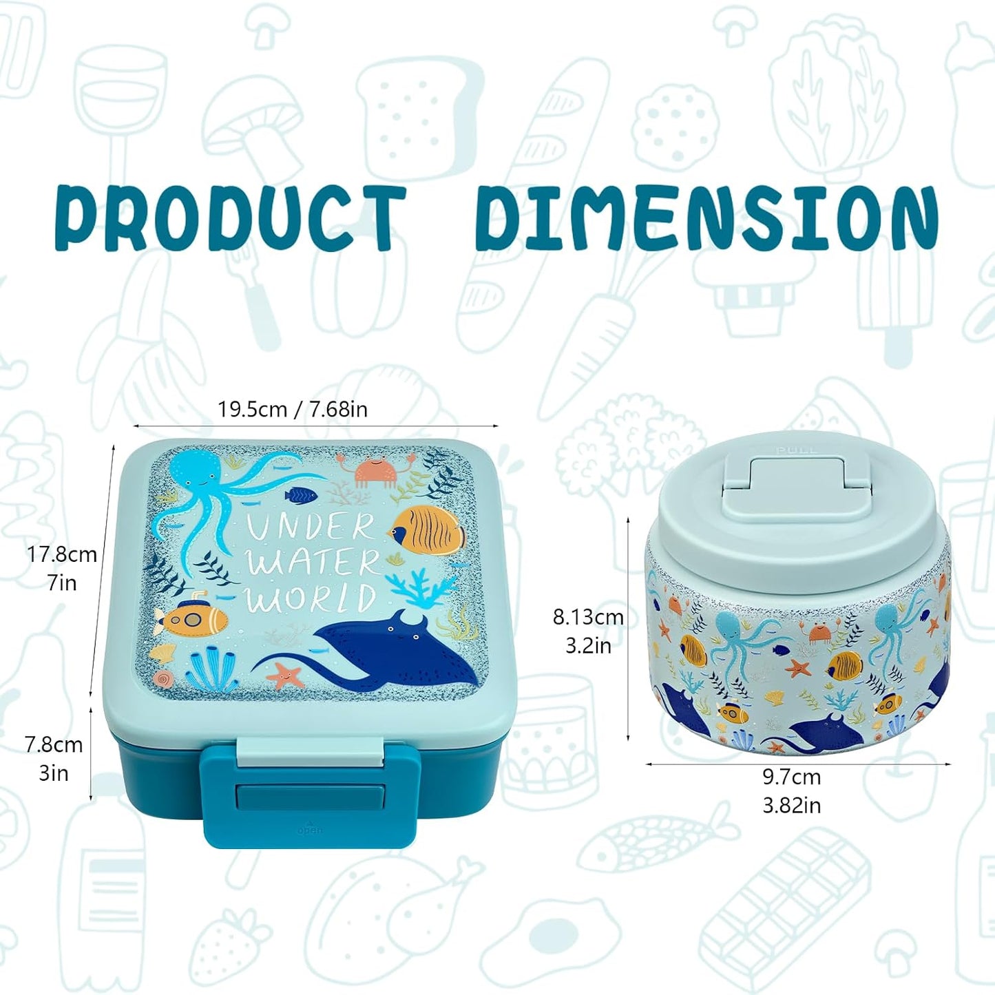 JXXM Bento Lunch Box for Kids With 8oz Soup thermo,Leak-proof Lunch Containers with 5 Compartment,thermo Food Jar and Lunch Bag, Food Containers for School (A-Blue(Extreme Locomotive))