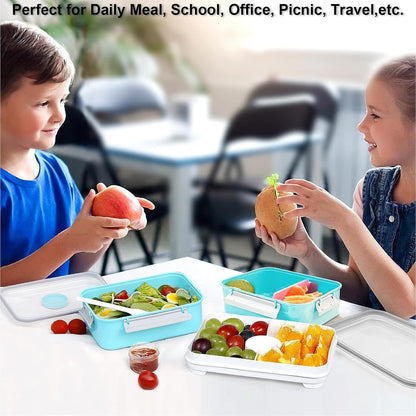3 Pack Salad Lunch Box Food Storage Containers, 47oz Bento Box To Go Container with Lids, Reusable Meal Prep Containers with Removable Tray & Dressing Pots for Kids and Adults, Microwave Safe