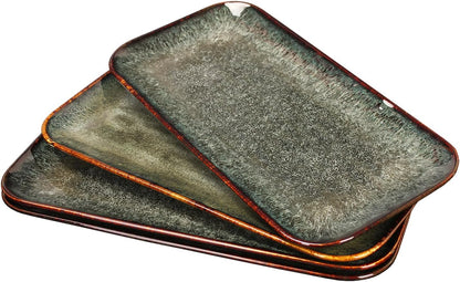 Porcelain Plate Set Large Serving Tray Set of 4, Reusable Serving Platters for Party Food, Cookie, Appetizer, Charcuterie, Snack, Dessert Display,Stackable Kitchen Dish 14.4 INCH