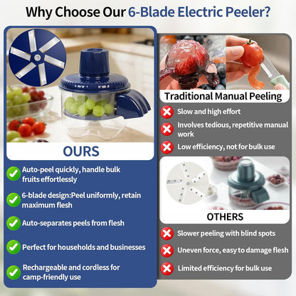 Automatic Fruit Peeling Machine, 6 Leaf Blade Grape Cherry Tomato Peeler