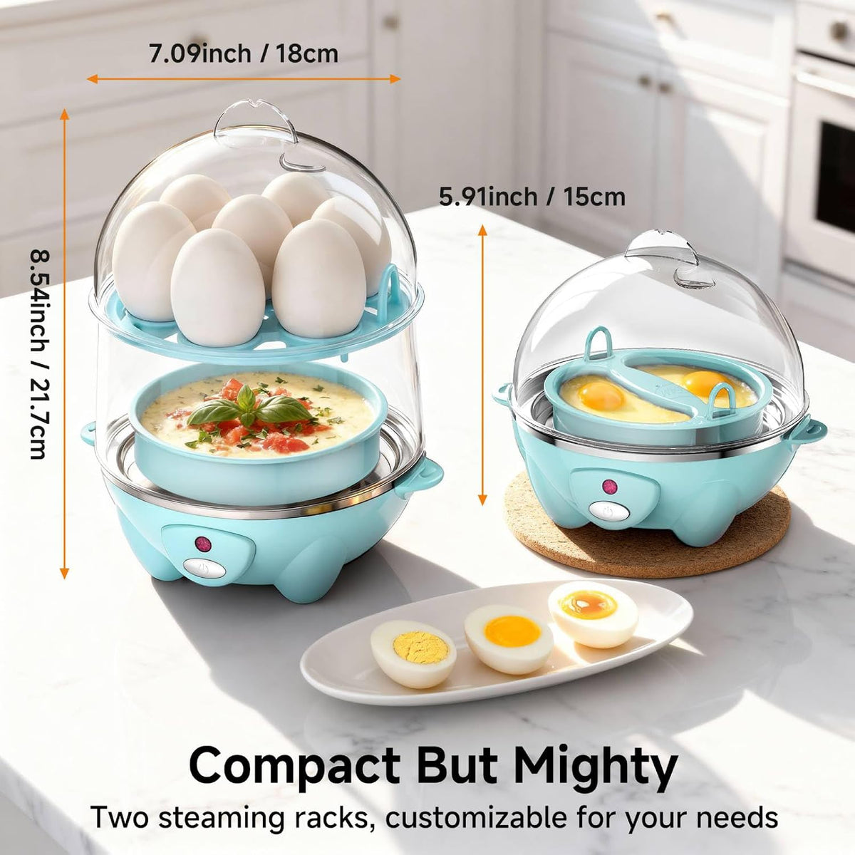 Egg Cooker,Rapid 7 Eggs Boiler with Auto Shut-off-Green