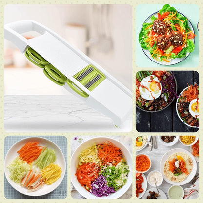 NACOLUS 5 in 1 Mandoline Slicer Vegetable Slicer Mandolin Multi Blade Potato Veggie Slicer Vegetable Cutter Julienne Shredder Potato Slicer Green