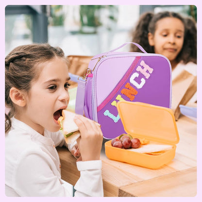 Nsrzua Lunch Bag Kids-Kids Insulated Lunch Bag with Adjustable Strap - Reusable Leakproof Lunch Box for Girls, Preppy School Lunch Tote for Travel, Picnic,School & Winter Camp