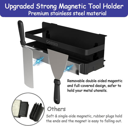 Geesta Upgraded Griddle Caddy for Blackstone 28"/36" Griddles/Weber Grill/Prep Cart, BBQ Grill Accessories Space Saver with Magnetic Tool Holder & Paper Towel Holder