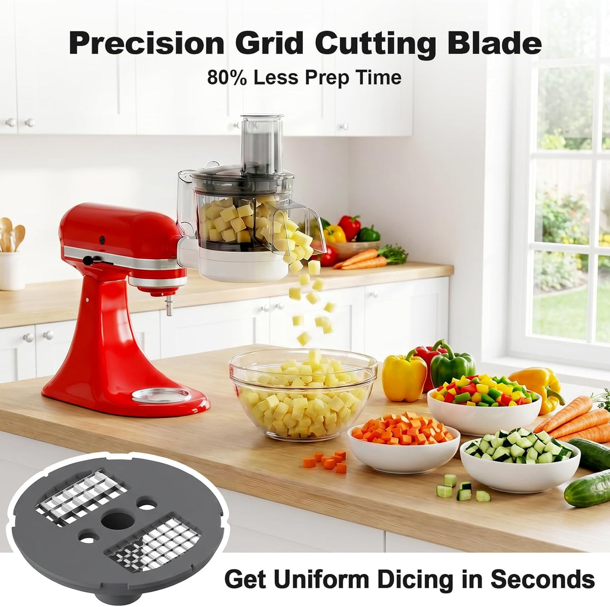 Food Processor Attachment for KitchenAid, 5-in-1 Vegetable Chopper & Dicer