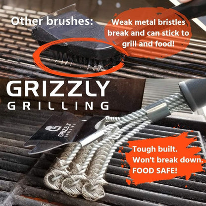 Bristle Free Grill Brush with Scraper - Safe BBQ Grill Cleaner Brush - 10-Inch BBQ Brush for Grill Cleaning Kit - Gifts for Grill Wizard