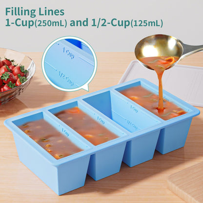 Silicone Freezer Tray for Sauce Cube: GGOW Silicone Freezing Tray for Broth Soup Storage - Freeze 250mL 125mL Souped Portion