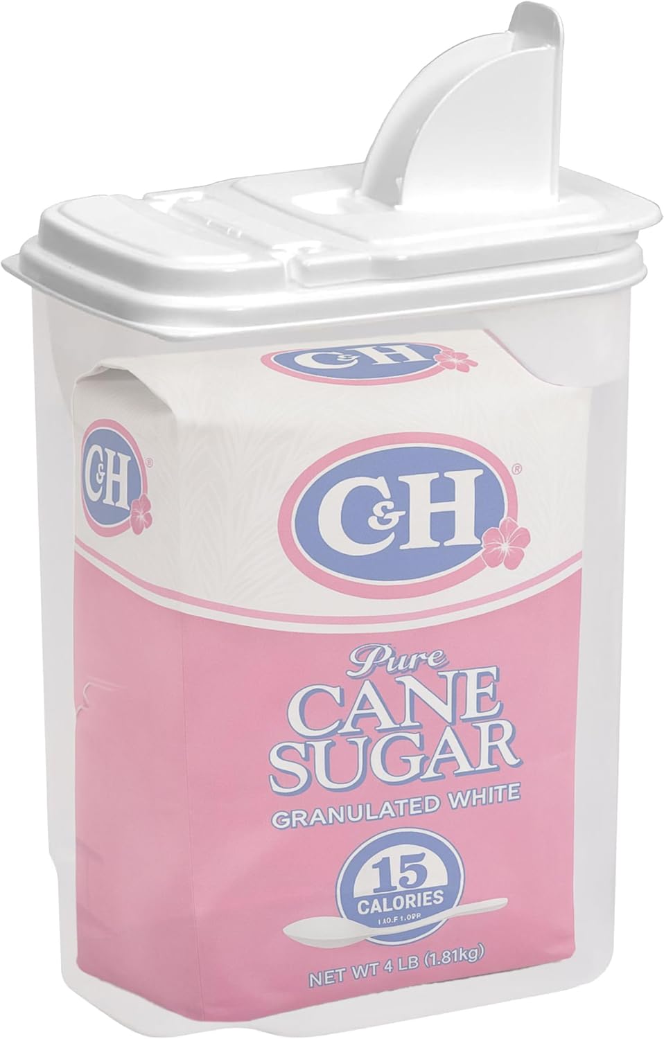 Buddeez Kitchen Pantry Container - Easy Grip Handle for Mess Free Use - Flour and Sugar Storage Made Simple - 4 Quart White Lid