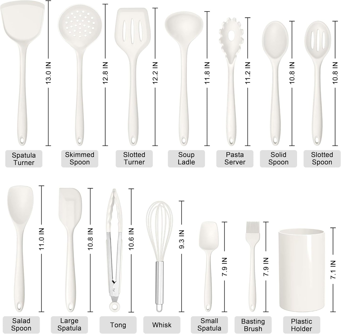 HaWare Kitchen Utensils, 14 PCS Silicone Cooking Utensils Set, Heat Resistant Kitchen Utensils for Non-stick Cookware, Kitchen Gadgets Tools with Spoons, Spatulas, Whisk, Dishwasher Safe (Black)