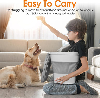 HOYTAMDAR 35lbs Dog Food Storage Container, Collapsible Dog Food Container, Wheels, Handle, Airtight Pet Food Storage Container, Scoop, 2L Small Dry Food Pail For Dog Cat Bird Food