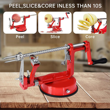 Apple Peeler, Slicer Corer Potato Peelers 3 In 1, Stainless Steel Heavy Duty with Suction Cup Base (Blue)