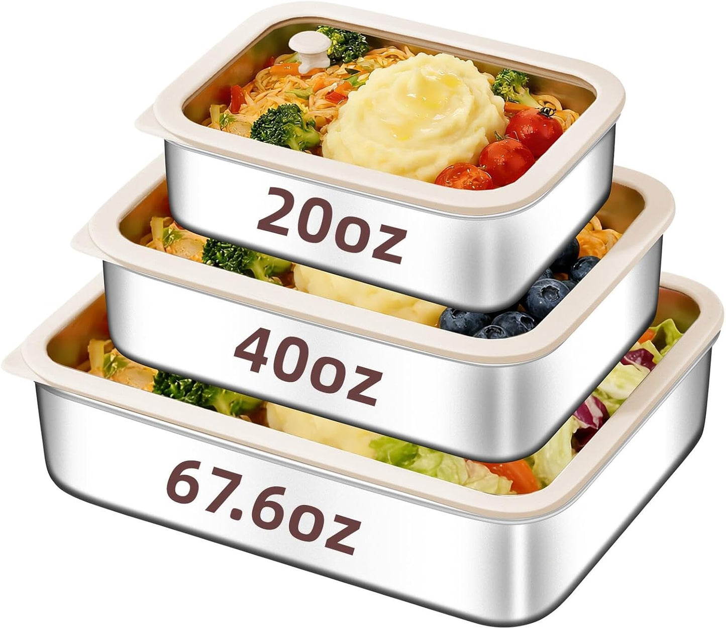 GIUOIDUO stainless steelFood Storage Containers setsstorage box with lidfreezer FrozenKitchen tray with lidOven plateSide dish plate Freezer & Dishwasher Safe