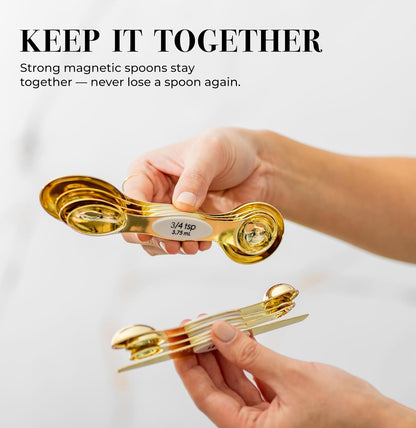 Styled Settings Magnetic Measuring Spoons Set, Gold