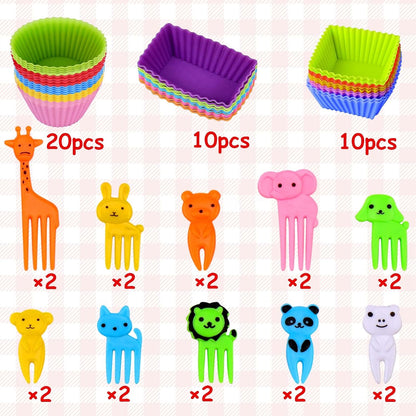 XANGNIER 40 Pcs Silicone Lunch Box Dividers,Reusable Lunch Bento Box Accessories for Kids,Lunchbox Supplies Accessories,Back to School Lunch Essentials,Silicone Cupcake Liners,Muffin Cups