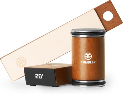 The Mini Tumbler Rolling Knife Sharpener™ + Carrying Case & Leather Strop