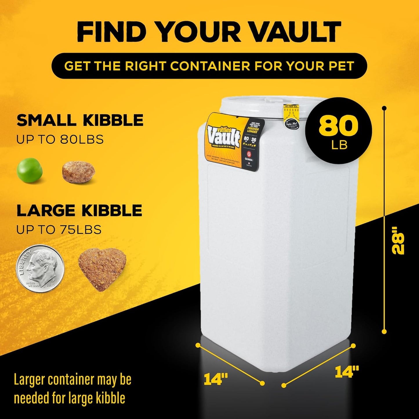Vittles Vault Traditional Pet Food Storage Container For Dog Kibbles/Bird Seed/Oatmeal/Rice/Flour/Cereal, BPA Free Plastic, Sealed Airtight For Cat Food, Up To 30 lb, Made in USA, With Scoop, Gray
