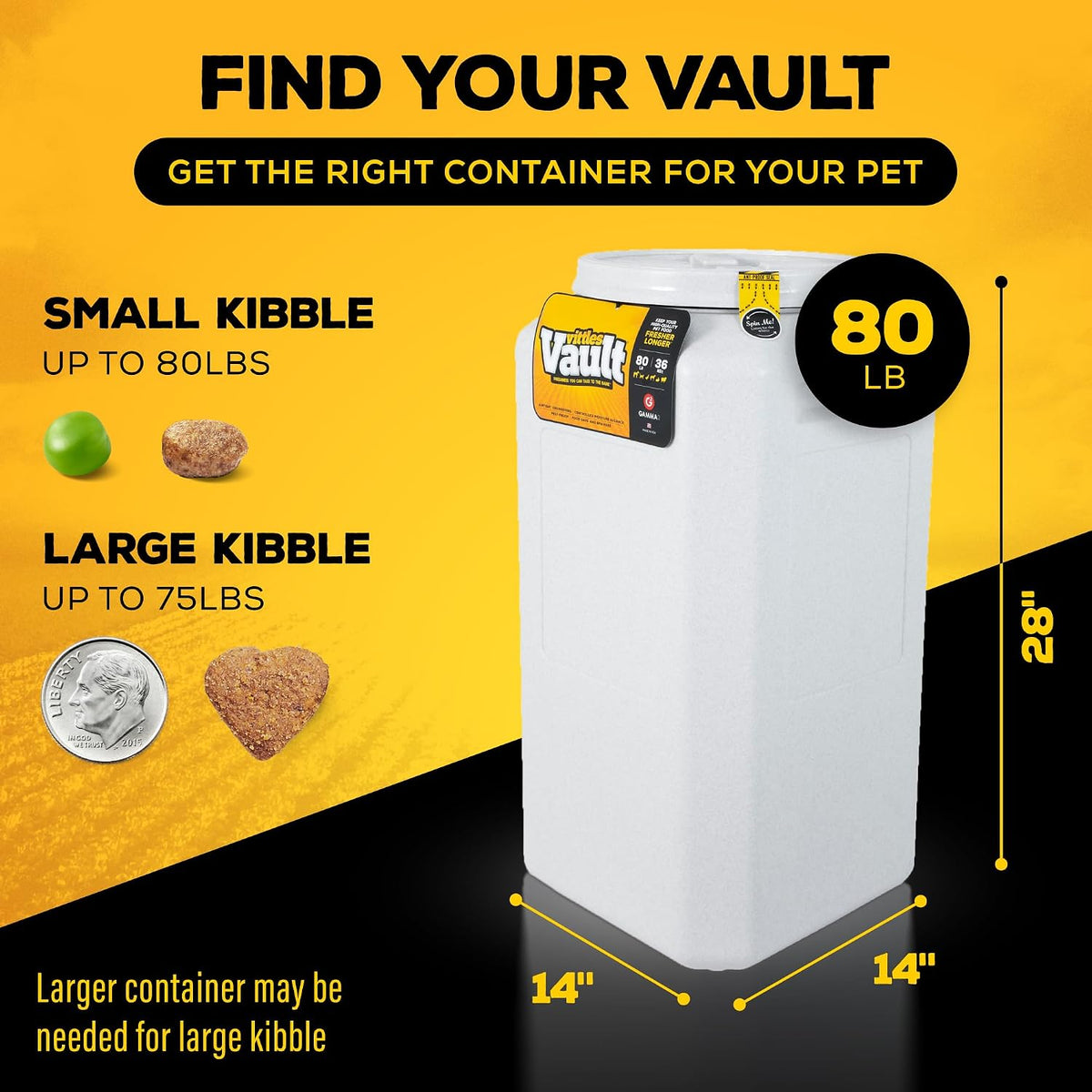 Vittles Vault Traditional Pet Food Storage Container For Dog Kibbles/Bird Seed/Oatmeal/Rice/Flour/Cereal, BPA Free Plastic, Sealed Airtight For Cat Food, Up To 30 lb, Made in USA, With Scoop, Gray