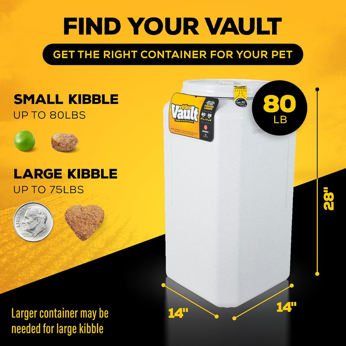 Vittles Vault Traditional Pet Food Storage Container For Dog Kibbles/Bird Seed/Oatmeal/Rice/Flour/Cereal, BPA Free Plastic, Sealed Airtight For Cat Food, Up To 50 lb, Made in USA, With Scoop, Gray