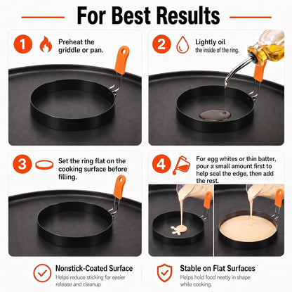 Egg Rings for Griddle, 6-Piece Set, 3.5-Inch and 6-Inch Sizes