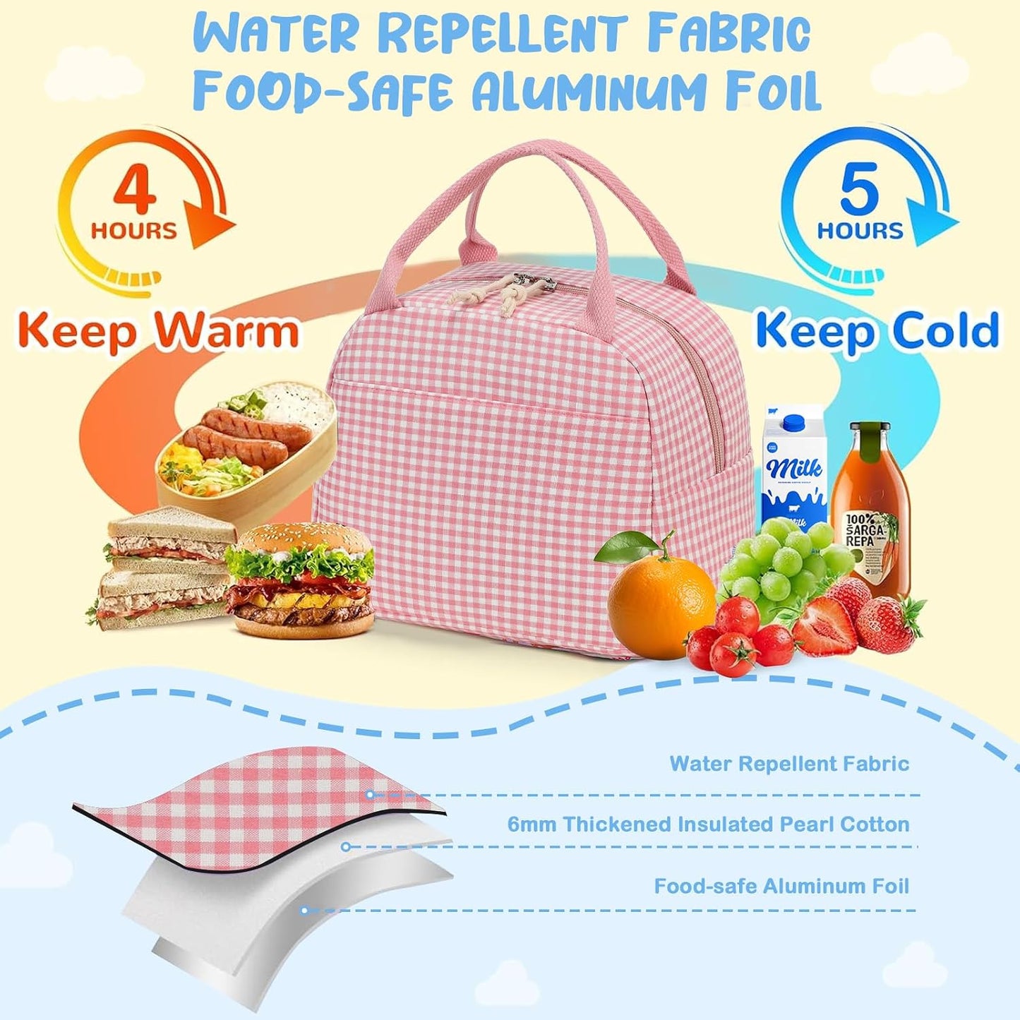 CAMTOP kids lunch bag Cute Insulated lunch box for Boys & Girls Leakproof loncheras for school