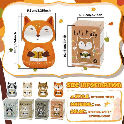 Amylove 4 Pcs Cute Mechanical Kitchen Timer Forest Animals 60 Minutes