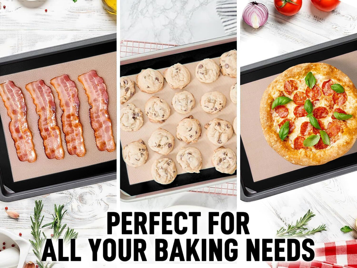 Zulay Kitchen Silicone Baking Mat – 16.5"×11.6" BPA-Free Reusable Baking Sheet, Heat Resistant 480°F – Non-Slip Border, Perfect for Cookies, Bread, Pastries & Oven Use - (Dark Gray)