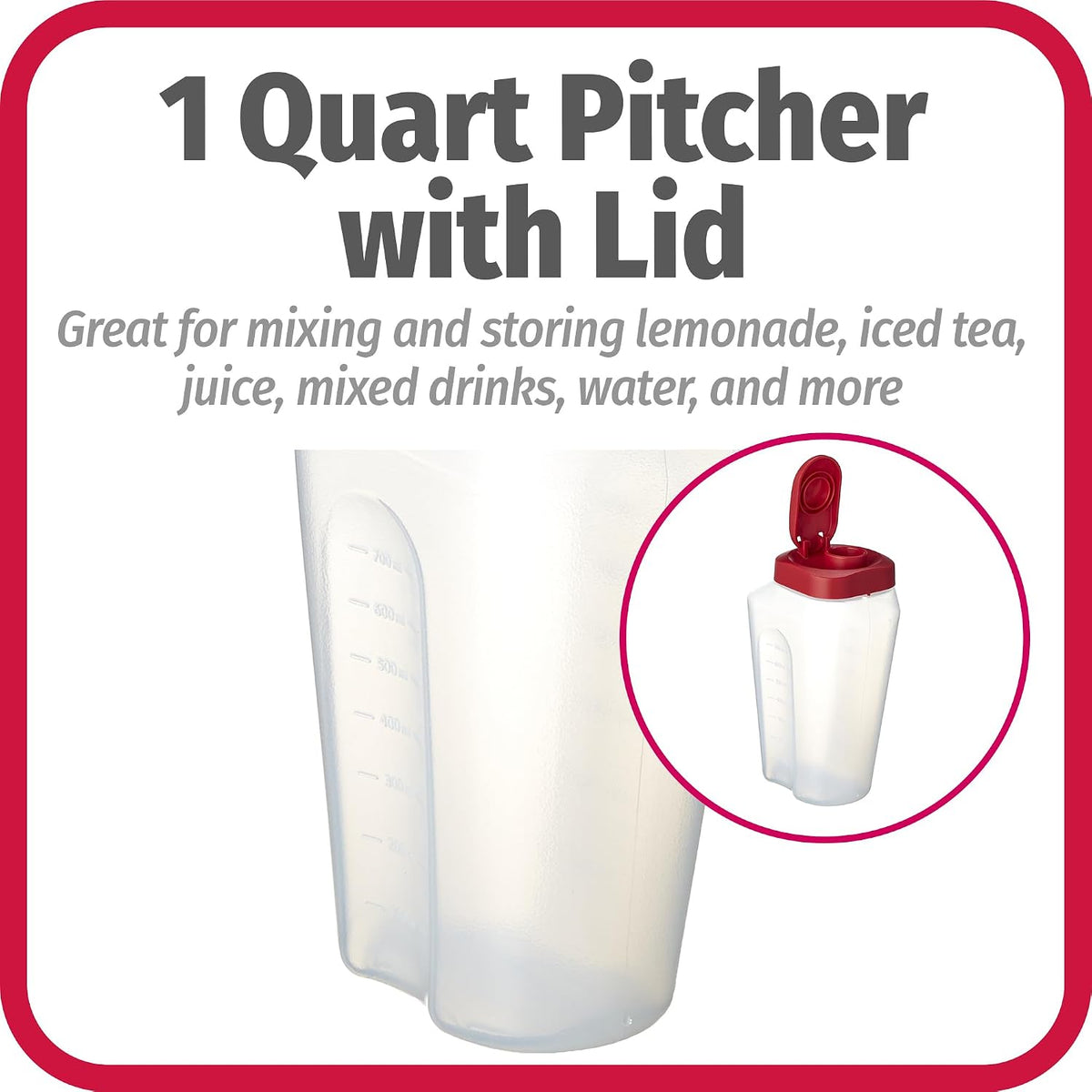 GoodCook 1 Quart Bottle with Snap Lock Easy-Pour Lid, BPA Free, Clear