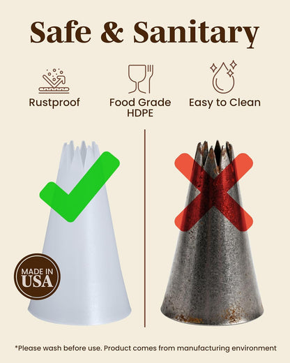 Reusable Plastic Piping Tips, Nozzles Standard Size Star Tip #20