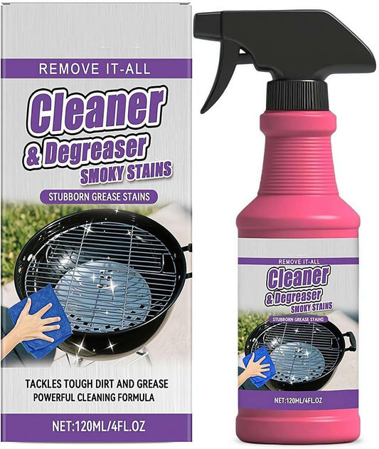 BBQ Grill Cleaner Spray for Outdoor Grills Safe Heavy Duty Cleaner for Burnt Food & Grease Kitchen, 120ml/4fl.0z, Suitable for All Stubborn Oil Stains