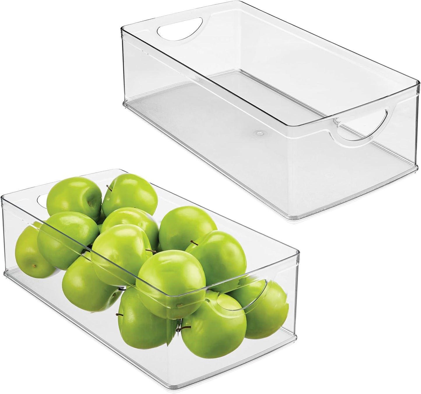iDesign Stackable Clear Plastic Extra Long Storage Bin, 2-Pack | Organizer for Kitchen Cabinet or Pantry