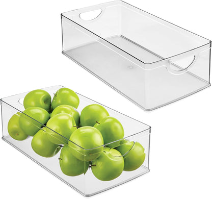 iDesign Stackable Clear Plastic Extra Long Storage Bin, 2-Pack | Organizer for Kitchen Cabinet or Pantry