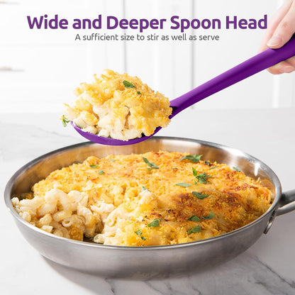600ºF Heat Resistant Silicone Spoons: U-Taste 13.3in Solid & Slotted Kitchen Cooking Tool, Nonstick Long Rubber Utensil, Sturdy for Mixing, Serving, Stirring, Frying, Basting (Aqua Sky, 2PCS)