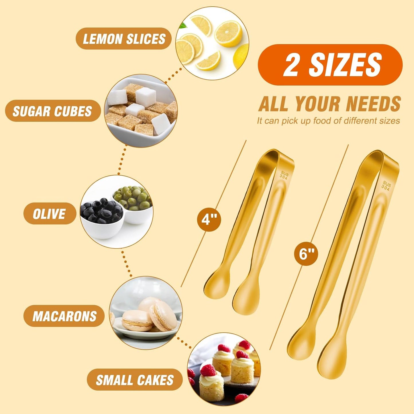 Metal Tongs For Cooking Up To 600°F Kitchen Tongs 2PCS - 9", 12 inch