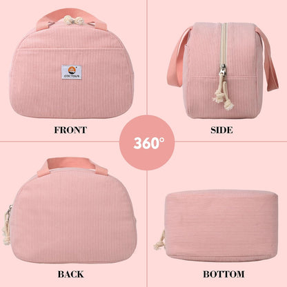 CaCTOUR Lunch Box for Women Girls Teens,Cute Lunch Box Cooler Bag, Portable Insulated Small Lunch Bag Women Reusable Corduroy Lunch Tote for Work/Travel/Picnic/School (Dog Green,Small)
