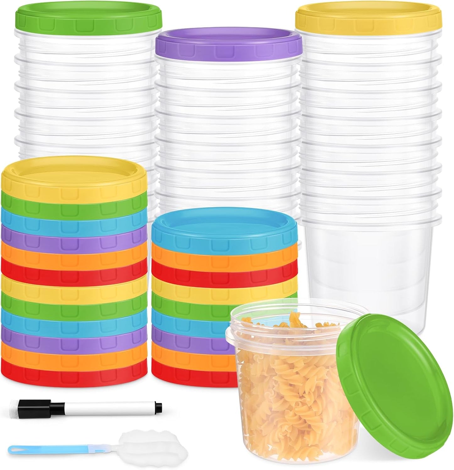 10 oz Plastic Containers with Lids, 12 Pack Stackable Small Freezer Container, Reusable Clear Food Storage Meal Prep Containers for Snack Fruit, Microwave & Dishwasher Safe