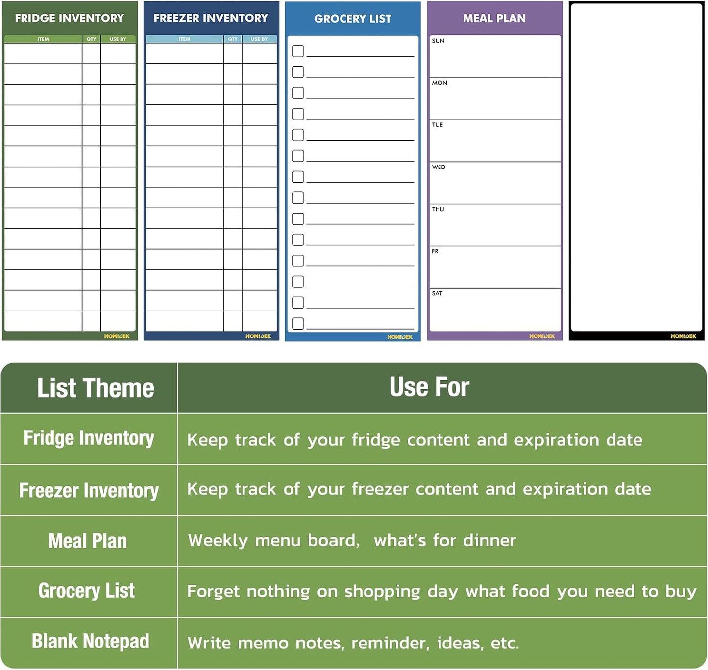 Magnetic White Board for Fridge - Dry Erase Meal Planner for Refrigerator - Weekly Menu Board, Grocery List, Memo Pad, Fridge and Freezer Inventory List - Kitchen Whiteboard with 4 Markers - 4" x 10"