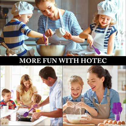 HOTEC Heat Resistant 600℉ Food Grade Silicone Rubber Spatula Set for Baking, Cooking, and Mixing Non Stick Dishwasher Safe BPA-Free Multicolor Set of 5