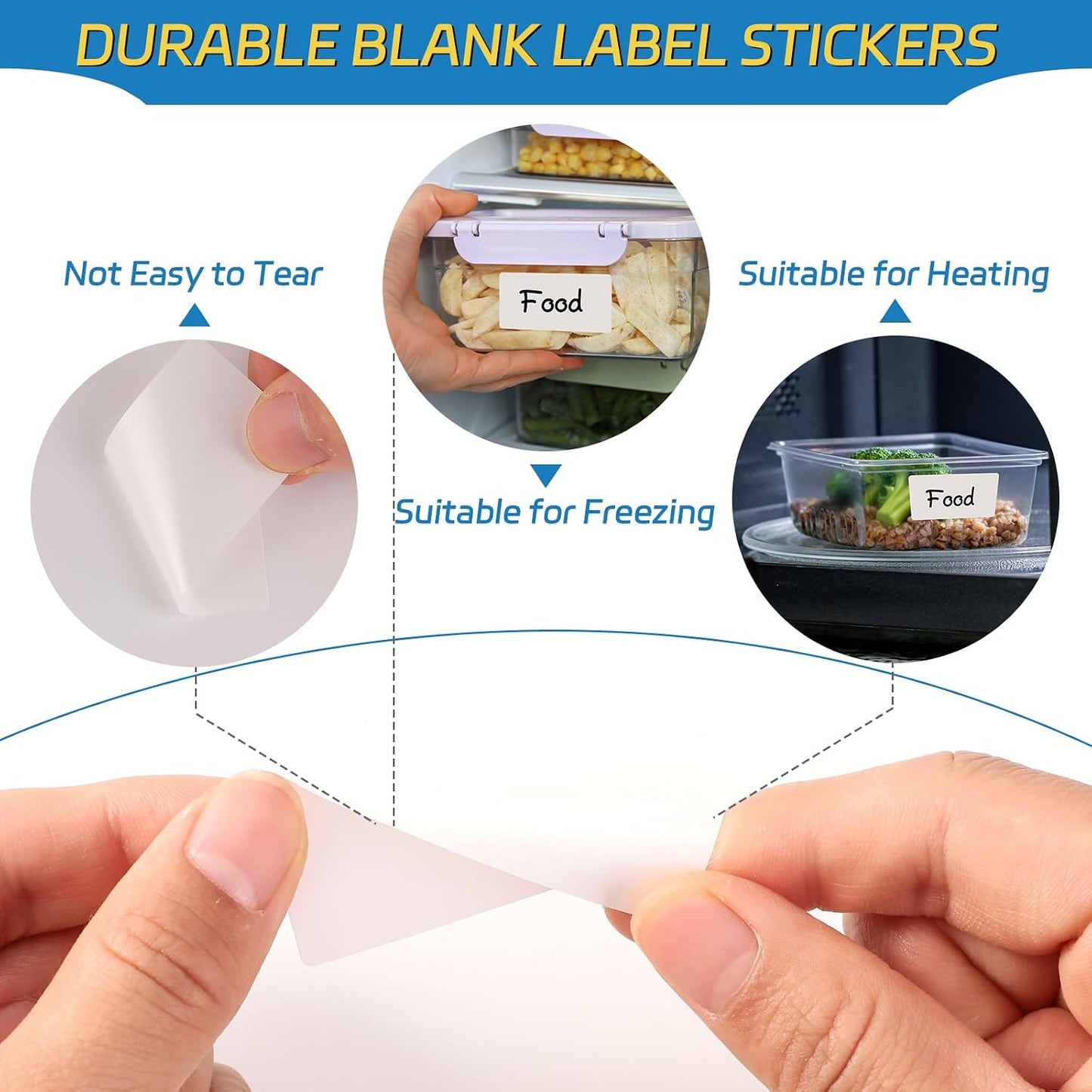 2000 Pcs Removable Freezer Labels, 1" x 2" Blank Label Stickers with Perforation Line Waterproof Oil Resistant Sticker Labels for Food Containers Jars Bottle